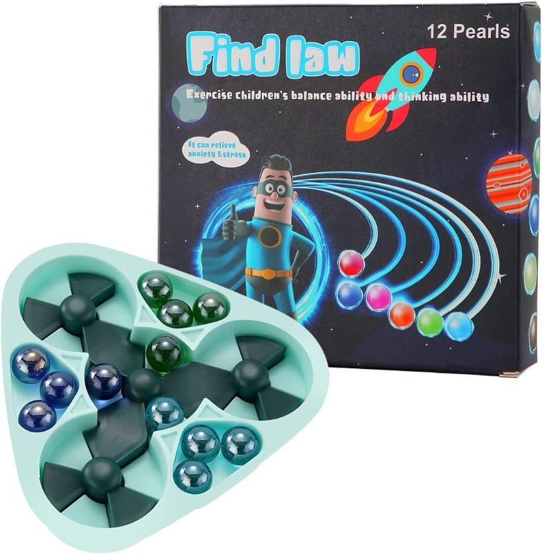 Photo 1 of Find Law Glass Ball Rolling Challenging Board Game Puzzle Toy,Fun Marble Running and Chasing Magic Beads Competitive,Party Event Game for Men and Kids.(Light Blue-T) -- factory sealed 
