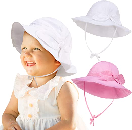 Photo 1 of 2 Pieces Baby Girl Sun Hat UV Protection Summer Hat
