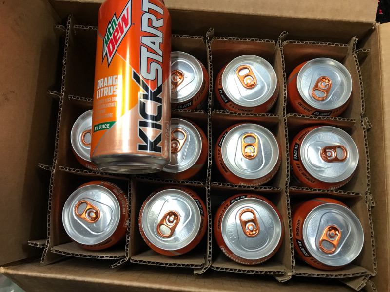 Photo 2 of  Mountain Dew Kickstart, Orange Citrus, 16 oz Cans, 12 Count  -- BB 11/07/2022 --