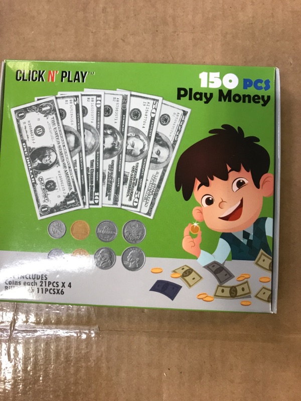 Photo 2 of Click N' Play Pretend Play Money Realistic Bills & Coins Counting 150 Piece
