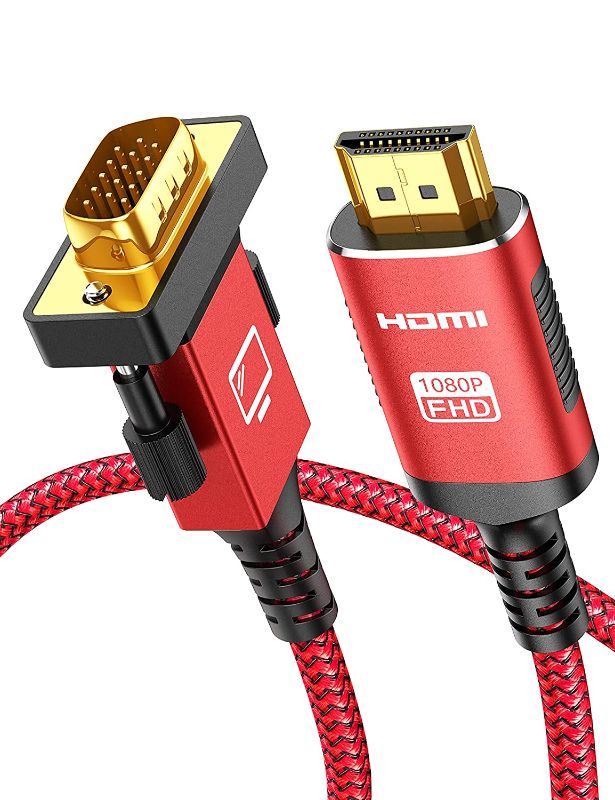 Photo 1 of HDMI to VGA Cable 10FT,Highwings Nylon Braid Gold-Plated Unidirection 1080P HDMI Male to VGA Male Cord,Compatible for Computer, Desktop, Laptop, PC, Monitor, Projector, HDTV, Raspberry Pi, Roku
