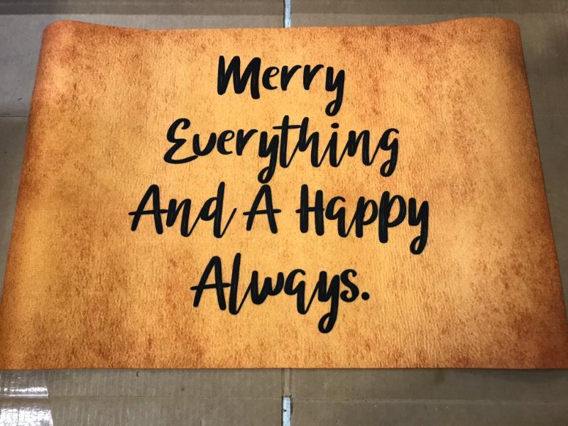 Photo 2 of  Entrance Mat Merry Everything and A Happy Always Funny Doormat Door Mat Decorative Indoor Non-Woven 23.6 by 15.7 Inch Machine Washable Fabric Top
