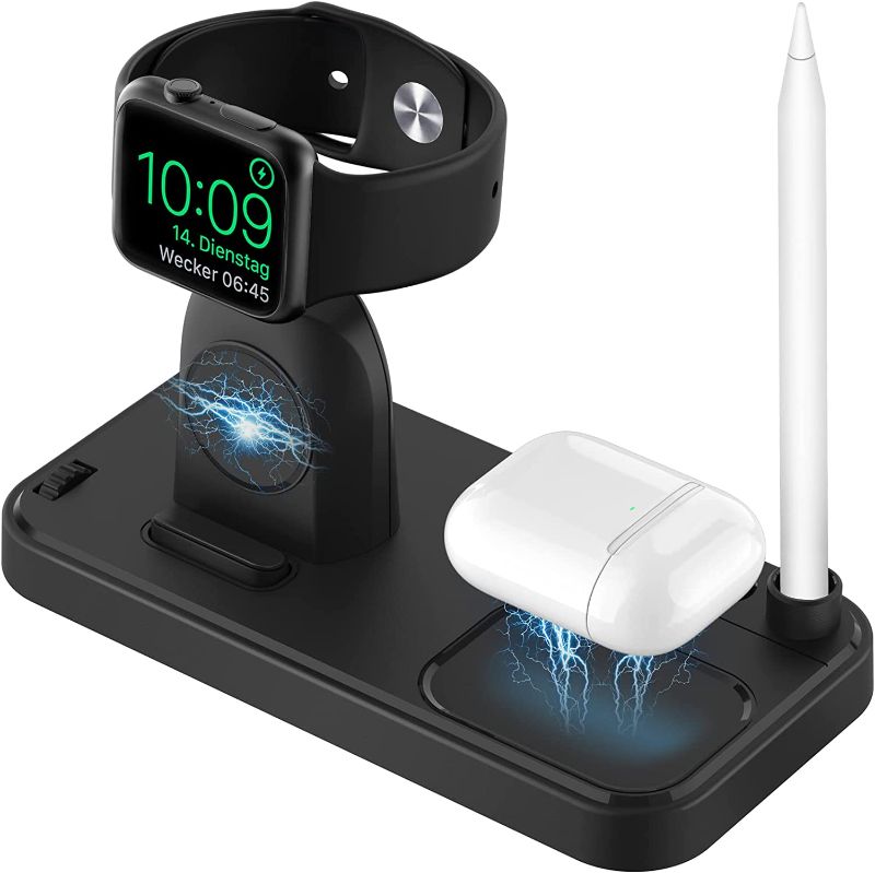 Photo 1 of Apple Watch and Airpods Charging Dock, 3 in 1 Wireless Charger AirPod and Apple Watch Charging Station, Charger Stand for Apple Pencil 1, AirPods Pro 3 2, Apple Watch Series 7/6/SE/5/4/3/2/1, 38-45mm  -- FACTORY SEALED  --
