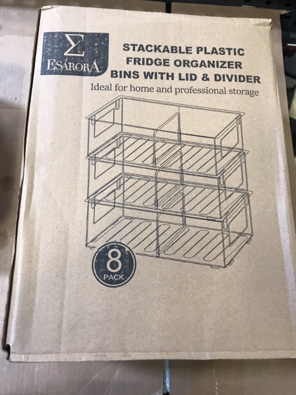 Photo 2 of  Refrigerator Organizer Bins - 8pcs Clear Plastic Bins For Fridge, Freezer, Kitchen Cabinet, Pantry Organization and Storage, BPA Free Fridge Organizer, 12.5" Long  -- FACTORY SEALED --
