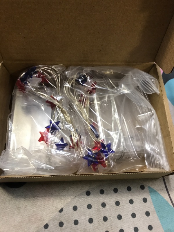 Photo 2 of 2 Pack Star Shaped ,Red White and Blue ,American Flag ,Battery Operated Indoor String Lights,USA 4th for July Fairy Lighting ,Independence Day ,Home Patriotic,Memorial Day Decor( 2M 20 LEDs)
