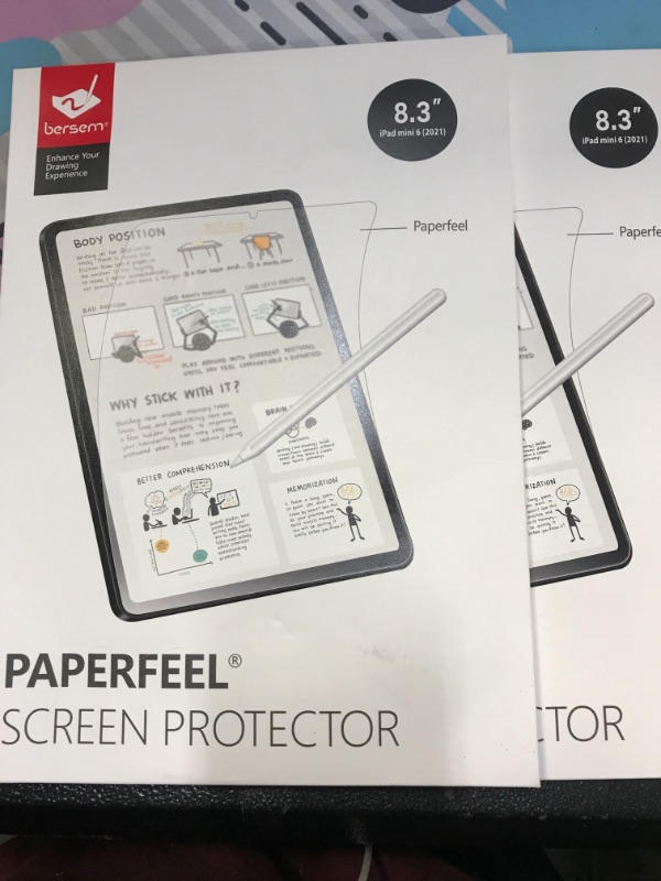 Photo 2 of BERSEM [3 Pack] Paperfeel Screen Protector Compatible with iPad Mini 6 (8.3 inch) 2021 Anti Glare for iPad Mini 6th Generation Drawing Bubble Free High Touch Sensitivity Case Friendly  -- 2 COUNT --
