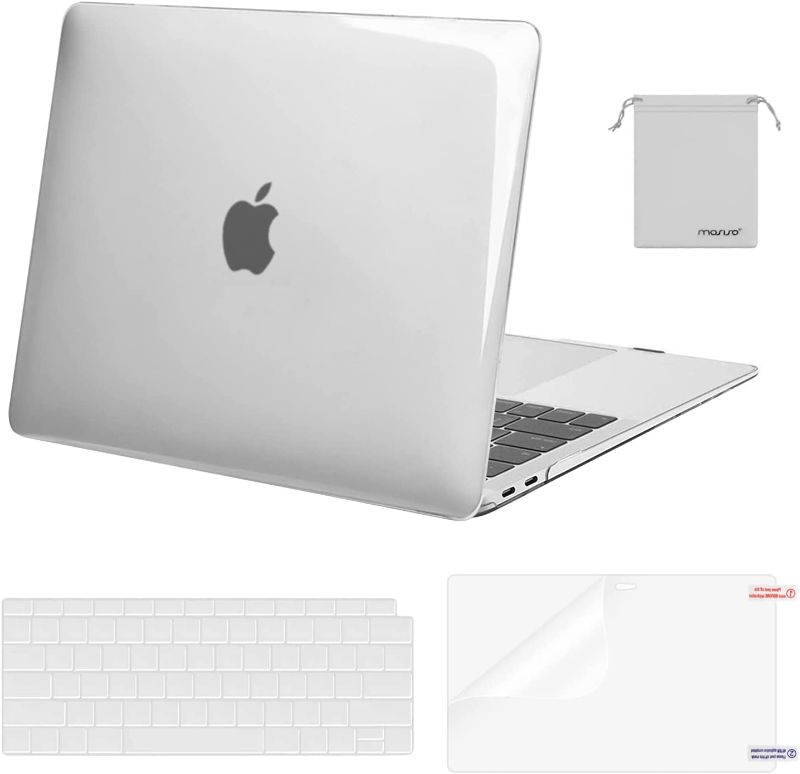 Photo 1 of MOSISO Compatible with MacBook Air 13 inch Case 2022, 2021-2018 Release A2337 M1 A2179 A1932 Retina Display Touch ID, Plastic Hard Shell & Keyboard Cove & Screen Protector & Storage Bag, Transparent
