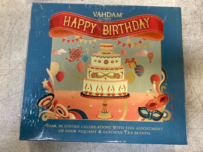 Photo 1 of VAHDAM, Birthday Gift Box, OPRAH'S FAVORITE BRAND - 4 TEAS, 100 SERVINGS | Premium Birthday Tea Gift Set for Women & Men | Luxurious Gift Box--- exp date  07/2023