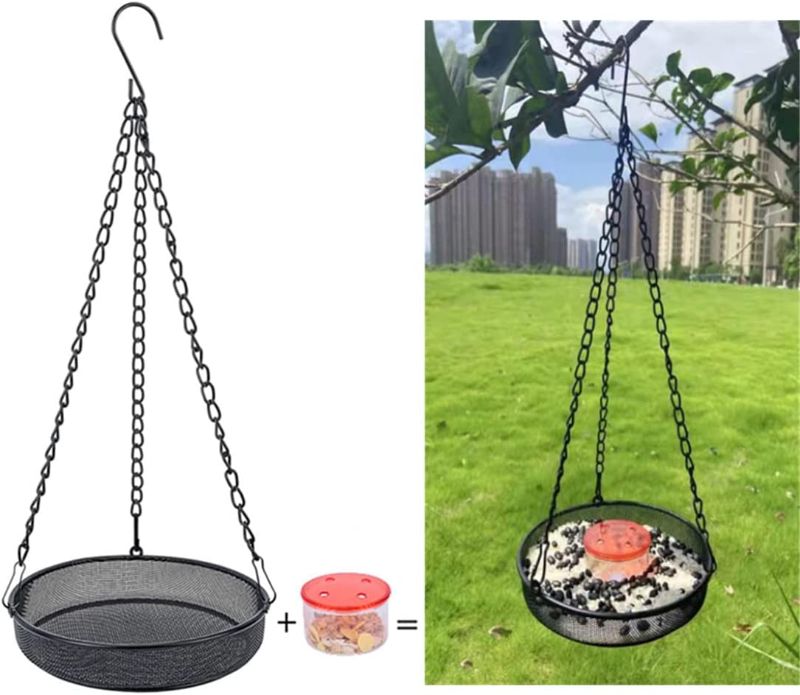 Photo 1 of 2 in 1 Bird Feeder Hanging Tray - Metal Mesh Seed Platform Bird Feeding Tray with Hummingbird Feeder, for Outdoors Garden Yard Decoration Perfect for Attracting Wild Birds -- factory sealed 
