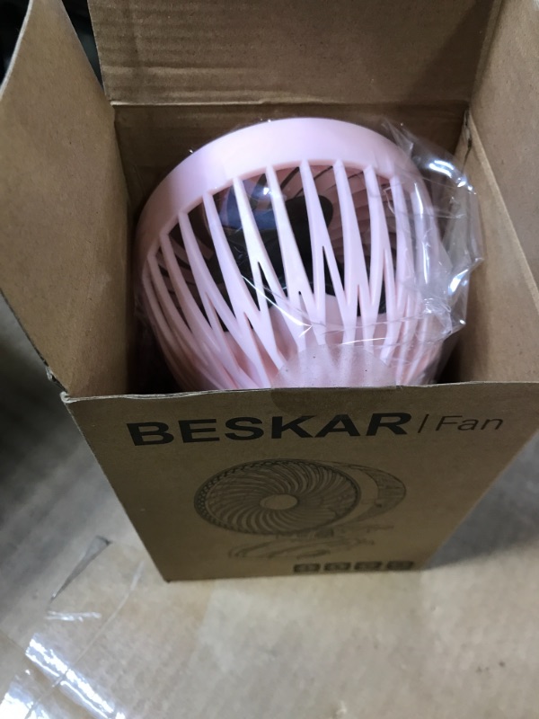Photo 2 of BESKAR Portable 6 inch Clip on - 5000mAh Battery Rechargeable Fan with CVT Variable Speeds and Strong Wind, Adjustable Tilt, Personal Quiet Fan for Office Stroller Outdoor - Small Clip & Desk Fan --- factory packaged 
