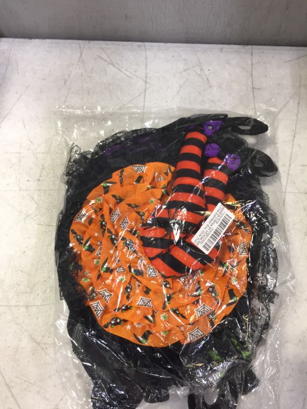 Photo 2 of 2 Pack Halloween Witch Wreaths Halloween Hocus Pocus Wreaths, 16 Inch Artificial Purple Orange Witch Legs Wreath, Halloween Door Signs Hanging Ornaments for Home Window Wall Porch Halloween Party
