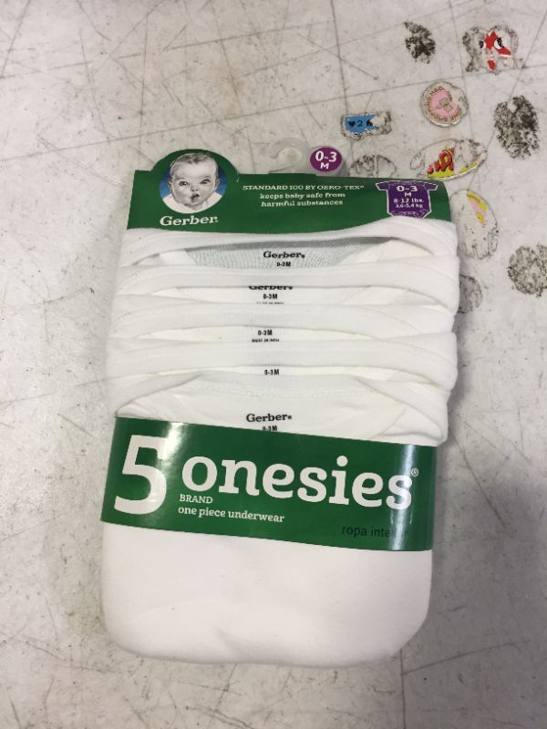 Photo 1 of Gerber Baby 5pk Short Sleeve Onesies - White 0-3M
