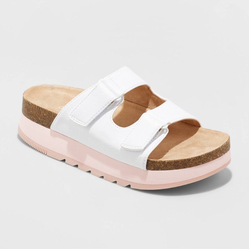 Photo 1 of Girls' Claire Slip-on Footbed Sandals - Cat & Jack White 1
