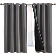 Photo 1 of 100% Blackout Window Curtains: Room Darkening Thermal Window Treatment with Light Blocking Black Liner for Bedroom, Nursery and Day Sleep - 2 Pack of Drapes, Glacier Gray (63” Drop x 52” Wide Each)
