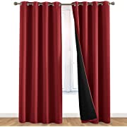 Photo 1 of 100% Blackout Window Curtains: Room Darkening Thermal Window Treatment with Light Blocking Black Liner for Bedroom, Nursery and Day Sleep - 2 Pack of Drapes, Rose Petal (84” Drop x 52” Wide Each)
