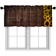 Photo 1 of ATEDEANEI Sunflower Valances for Kitchen Windows?Bathroom?Living Room?Bedroom ?Valance Curtains, 52X18 Inches,Brown Wood Sunflower Bw
