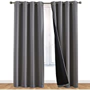 Photo 1 of 100% Blackout Window Curtains: Room Darkening Thermal Window Treatment with Light Blocking Black Liner for Bedroom, Nursery and Day Sleep - 2 Pack of Drapes, Glacier Gray (84” Drop x 52” Wide Each)
