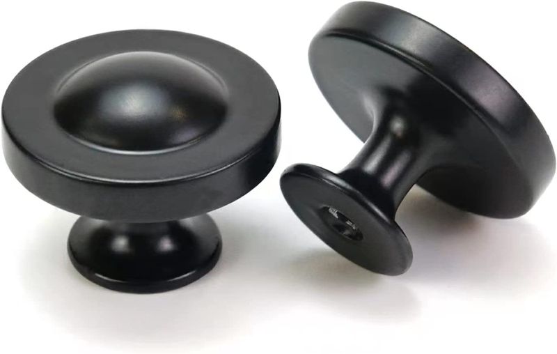 Photo 1 of 1-1/4"Inch(30mm) Matt Black Cabinet Knobs,Matte Black knobs for cabinets Round Black Cabinet Knobs. (10, Black)
