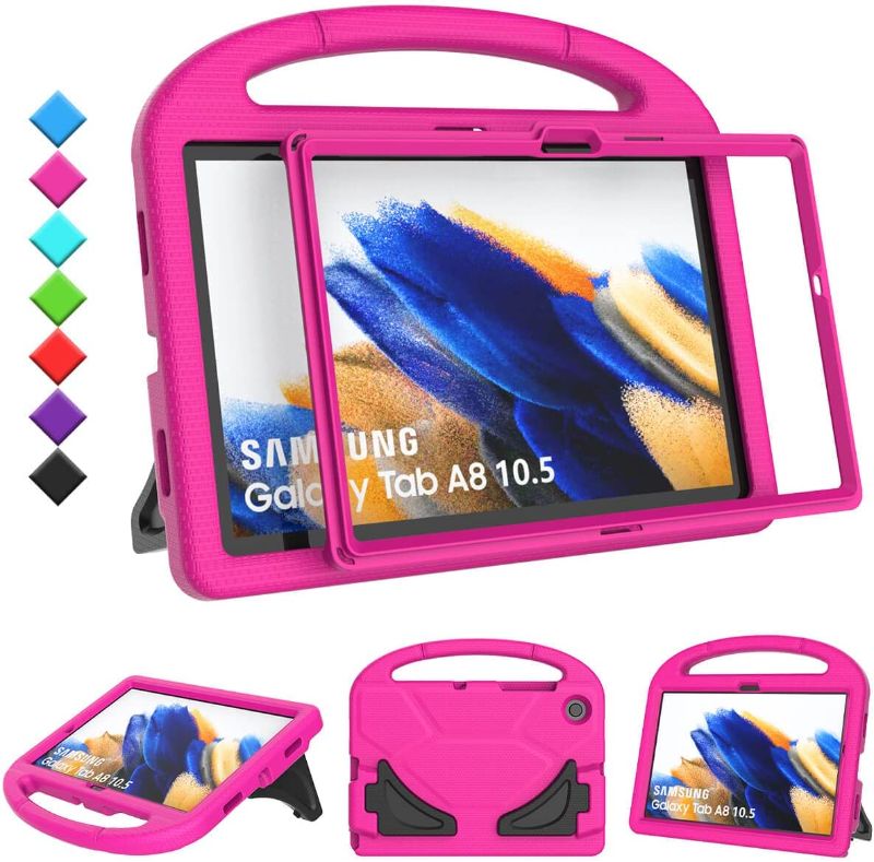 Photo 1 of TOEVEK Kids Case for Samsung Galaxy Tab A8 10.5" Tablet, Built-in Screen Protector, Shockproof Handle Stand Protective Case for Samsung Galaxy Tab A8 10.5 inch 2022(SM-X200 / X205 / X207), Pink
