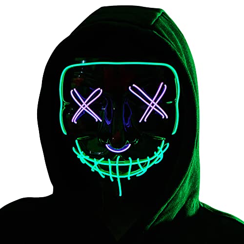 Photo 1 of Halloween LED Mask Light up Scary Mask with 3 Lighting Modes LED Halloween Masks Scary Anonymous Mask for Adult Kids Men Women Halloween Cosplay Costu
