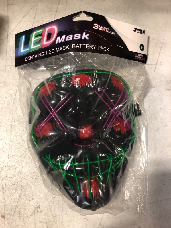 Photo 2 of Halloween LED Mask Light up Scary Mask with 3 Lighting Modes LED Halloween Masks Scary Anonymous Mask for Adult Kids Men Women Halloween Cosplay Costu
