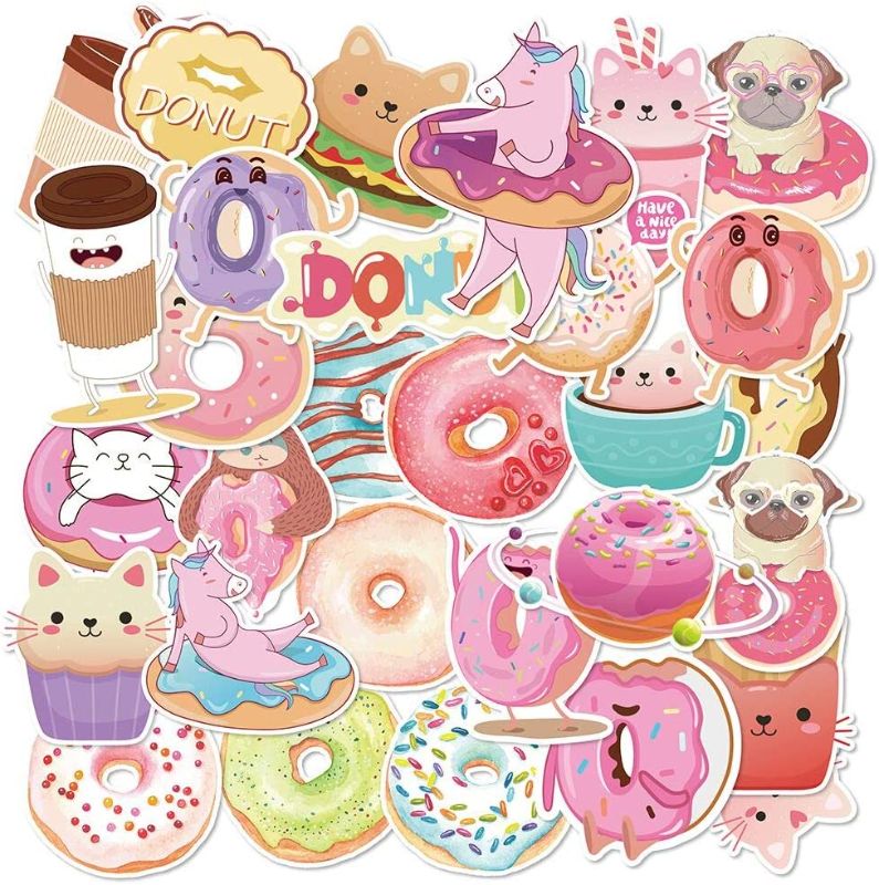 Photo 1 of Anor Wishlife Donut Luggage Stickers(60pcs),Donut Laptop Stickers,Donut Skateboard Stickers,Donut Notebooks Stickers,Donut PVC Waterproof Stickers for Kids,Adults,Cars,Motorcycles,Bicycles
