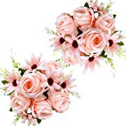 Photo 1 of Artificial 2Pcs Rose-Daisy Silk Bouquets for Wedding Arrangements Table Centerpieces Home Festivals Party Decor Photograph Props
