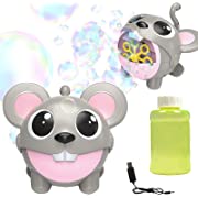 Photo 1 of Automatic Electric Bubble Machine,USB Rechargeable Portable Bubble Maker with Bubble Solution & 7 Bubble Wands,Fun Cute Cartoon Mouse Bubble Blower Blowing Toy Gift for Party Birthday Indoor Outdoor
