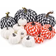 Photo 1 of 12pcs Artificial Pumpkins Decor Fake Decorative Pumpkins with Assorted Color and Size for Fall Outdoor Thanksgiving Halloween Table Decorations
