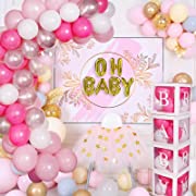 Photo 1 of 141 PCS Baby Shower Boxes Party Decorations Individual BABY Blocks Design for Boys Girls Baby Shower Decorations Gender Reveal Balloon Arch Kit Birthday Party Backdrop (Pink)
