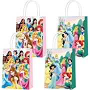 Photo 1 of 16 Pack Princess Party Bags paper bags, Princess Fans Bags for Kids Birthday,Candy Treat Bags for Boys Girls Princess Birthday Party Supplies
