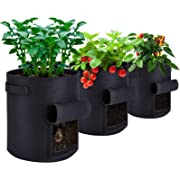 Photo 1 of AIKEI 3-Pack 7/9/10 Gallon Grow Bags NonWoven Aeration Fabric Pots with Handles and Access Flap, Garden Vegetable Planting Bags for Potato Tomato and Fruits Black
