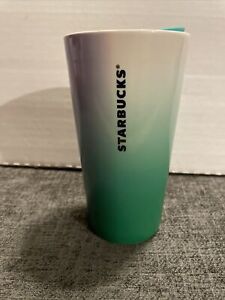 Photo 1 of ?NEW-Starbucks 2022 Blue Green Stripe Travel Cup Ceramic Tumbler 12oz?
