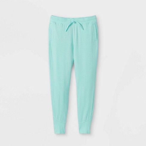 Photo 1 of Girls' Cozy Lightweight Fleece Jogger Pants - All in Motion Aqua Green XL
