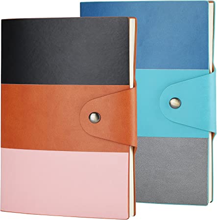 Photo 1 of A5 Lined Journal Set/Leather Notebook Planner Travel Journal for Girls Women Mens, A5 Ruled Notebook for Writing- 70 Sheets- 2 Pack, Total 140 Sheets/280 Pages
