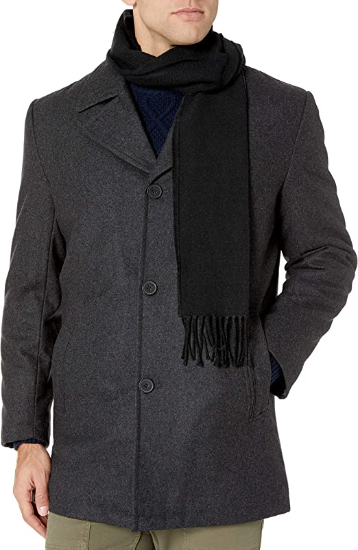 Photo 1 of LONDON FOG Men's Amity 34" Wool Blend Car Coat with Scarf SIZE XL 
