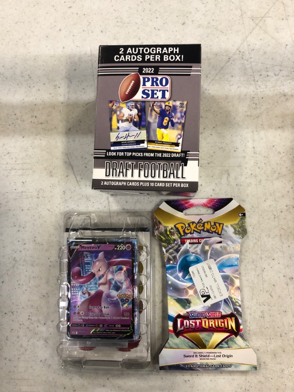 Photo 3 of 2022 Leaf Draft Pro Set Football Trading Card Blaster Box &  Pokemon Sword & Shield Lost Origin Trading Card Game Multicolored


