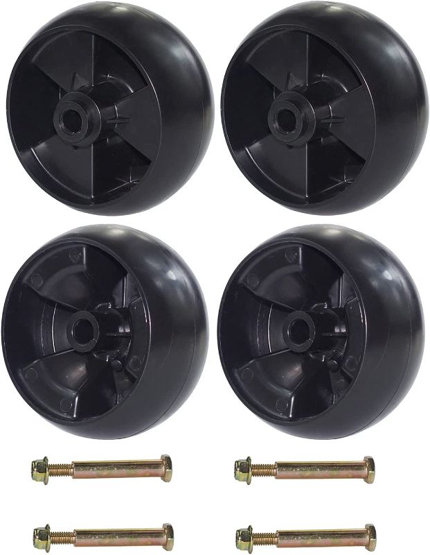 Photo 1 of Antanker 734-04155 Deck Wheels Replacement Fit for Cub Cadet MTD Mower, Toro 112-0677 72-025 210-275, Troy Bilt 938-3056 5-Inch Deck Wheel with Bolts Nuts 4 Pack ( BOX HAS MINOR DAMAGE ) 
