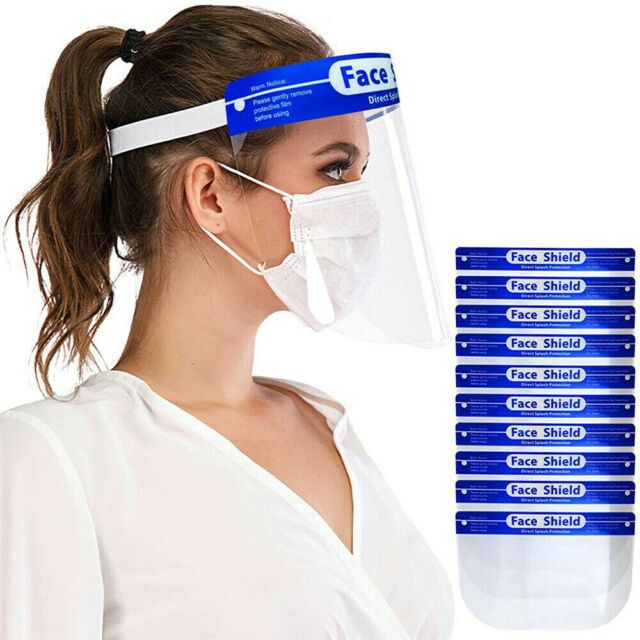 Photo 1 of 10 Pack Reusable Clear Face Shield Washable Protection Mask Anti Fog MUA Salon set of 2
