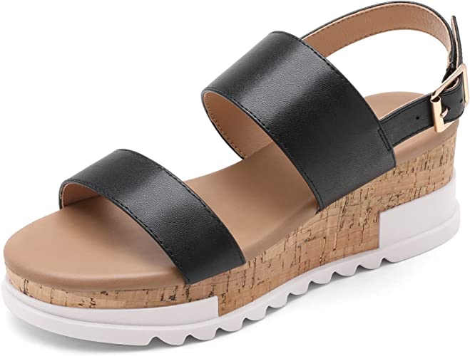 Photo 1 of DREAM PAIRS Women's Casual Summer Dressy Platform Sandals Buckle Ankle Strap Cute Raffia Wedge Shoes size 10
