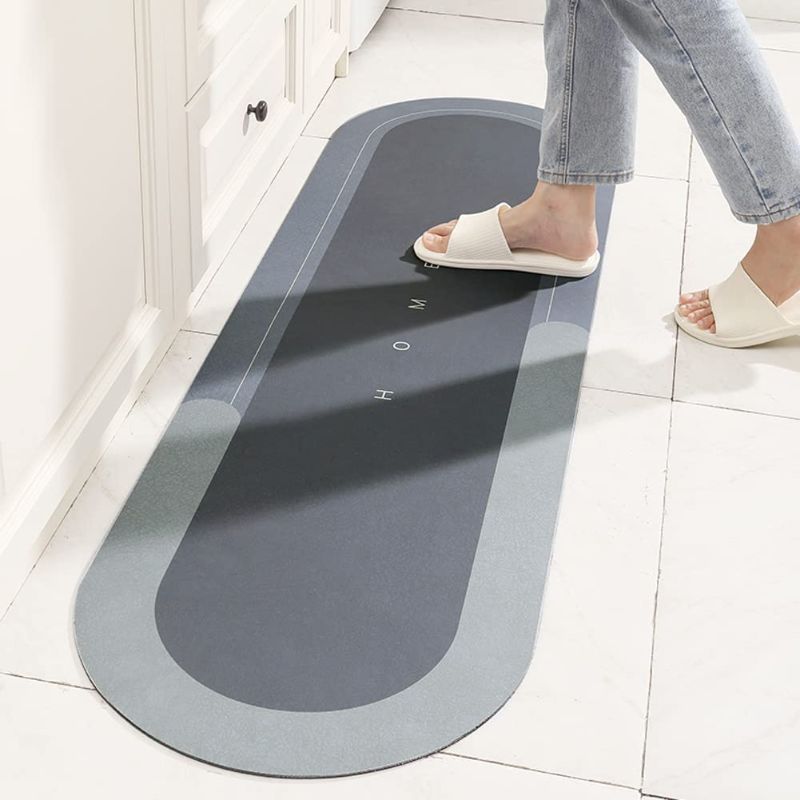 Photo 1 of Bath Mat Rug, Napa Skin Super Absorbent Bath Mat Quick Dry Thin Bathroom Mats Non Slip Floor Mat Shower Rugs with Rubber Backing for Shower Sink Bathtub - 17.7"x59", Blue Oval