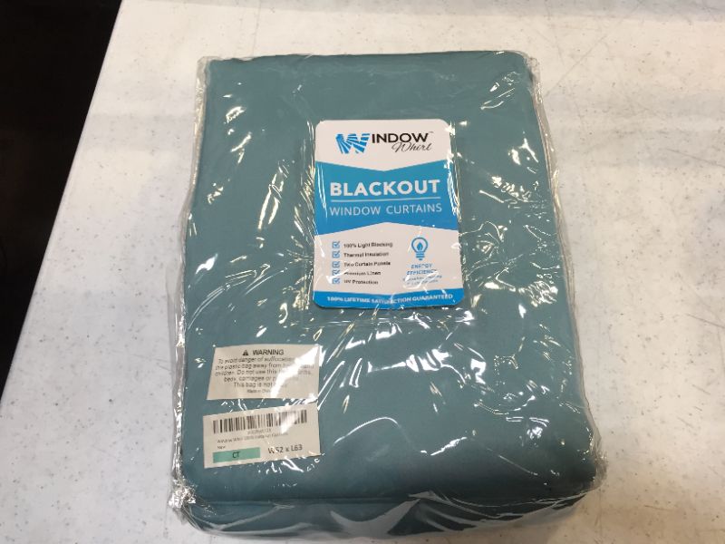 Photo 2 of 100% Blackout Window Curtains: Room Darkening Thermal Window Treatment with Light Blocking Black Liner for Bedroom, Nursery and Day Sleep - 2 Pack of Drapes, Capri Teal (63” Drop x 52” Wide Each)
