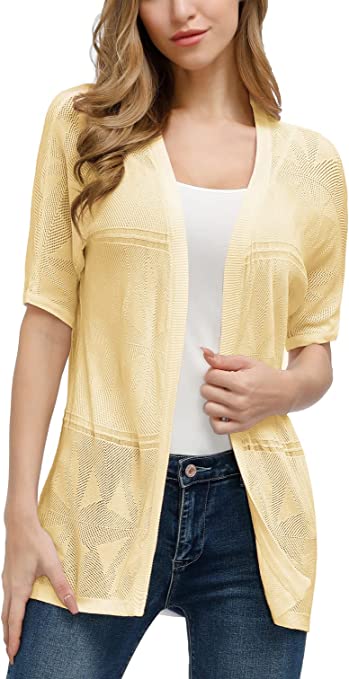 Photo 1 of CURLBIUTY Women Summer Short Sleeve Cardigan Casual Sheer Open Front Sweater SIZE L 
