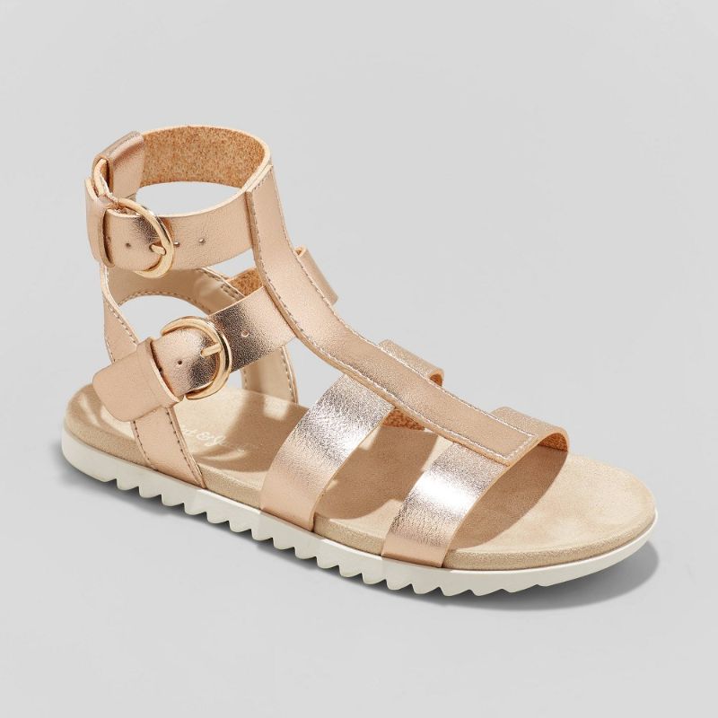 Photo 1 of Girls' Ellie Gladiator Sandals - Cat & Jack Rose Gold SIZE  1
