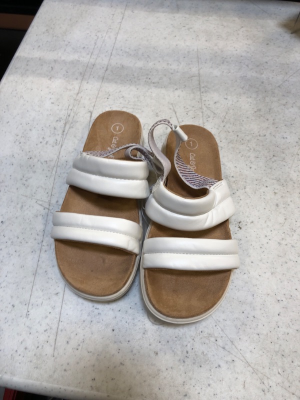 Photo 2 of Girls' Hazel Slip-on Pull-on Footbed Sandals - Cat & Jack White SIZE  1
