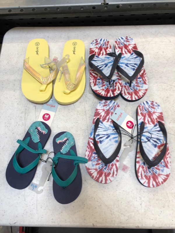 Photo 1 of Flip Flop Sandals PACK OF 4 SIZE M & Toddler Adrian Slip-on Flip Flop Sandals SIZE L 