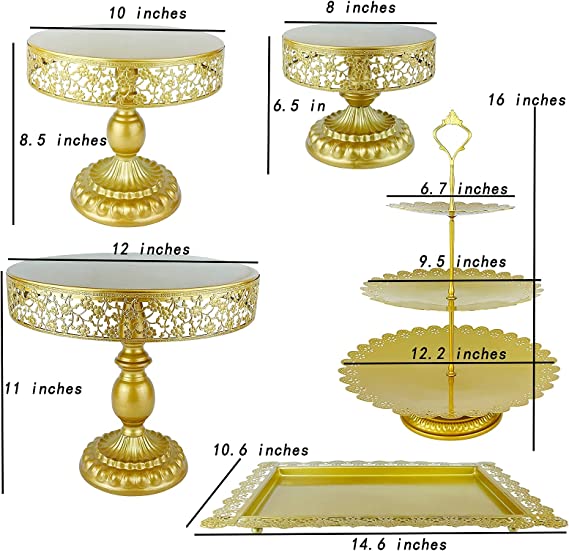 Photo 1 of AMIENIV 6 Pieces Cake Stand Set Gold Metal Cupcake Holder Dessert Display Plate Decor Serving Platter for Baby Shower Wedding Birthday Parties Celebration