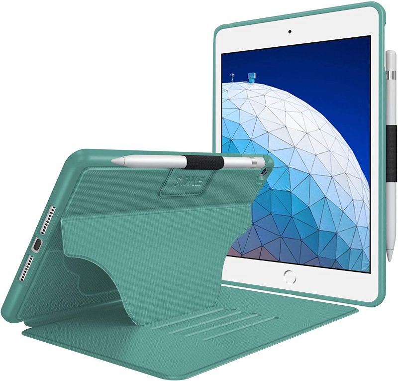 Photo 1 of Soke Case - iPad Air 3 Case 10.5" 2019 (3rd Generation), [Luxury Series] Extra Protective But Slim Cover with Pencil Holder and Strong Magnetic, 5 Convenient Stand Angles, Auto Sleep/Wake, (Lakeblue)
