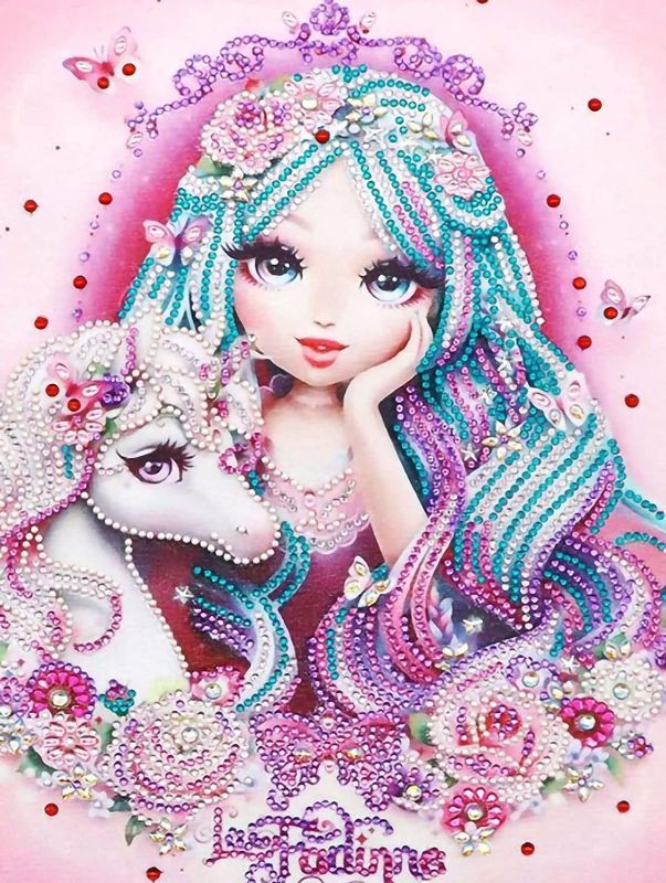 Photo 1 of Diamond Painting Kits for Adults Unicorn Girl Full Drill Paint with Diamond Art Kit DIY 15.7×11.8 inch
