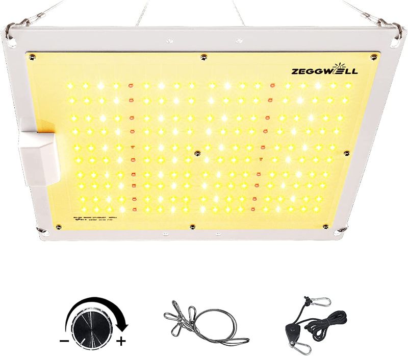 Photo 1 of 2022 Upgraded ZEGGWELL SS-1100 LED Grow Light with New Lumileds Philips Diode Layout Dimmable Sunlike 2'x2' Full Spectrum for Indoor Tent Greenhouse Bloom Plants Seedling Veg Flower,110W[2.75g/w]  -- FACTORY SEALED --
